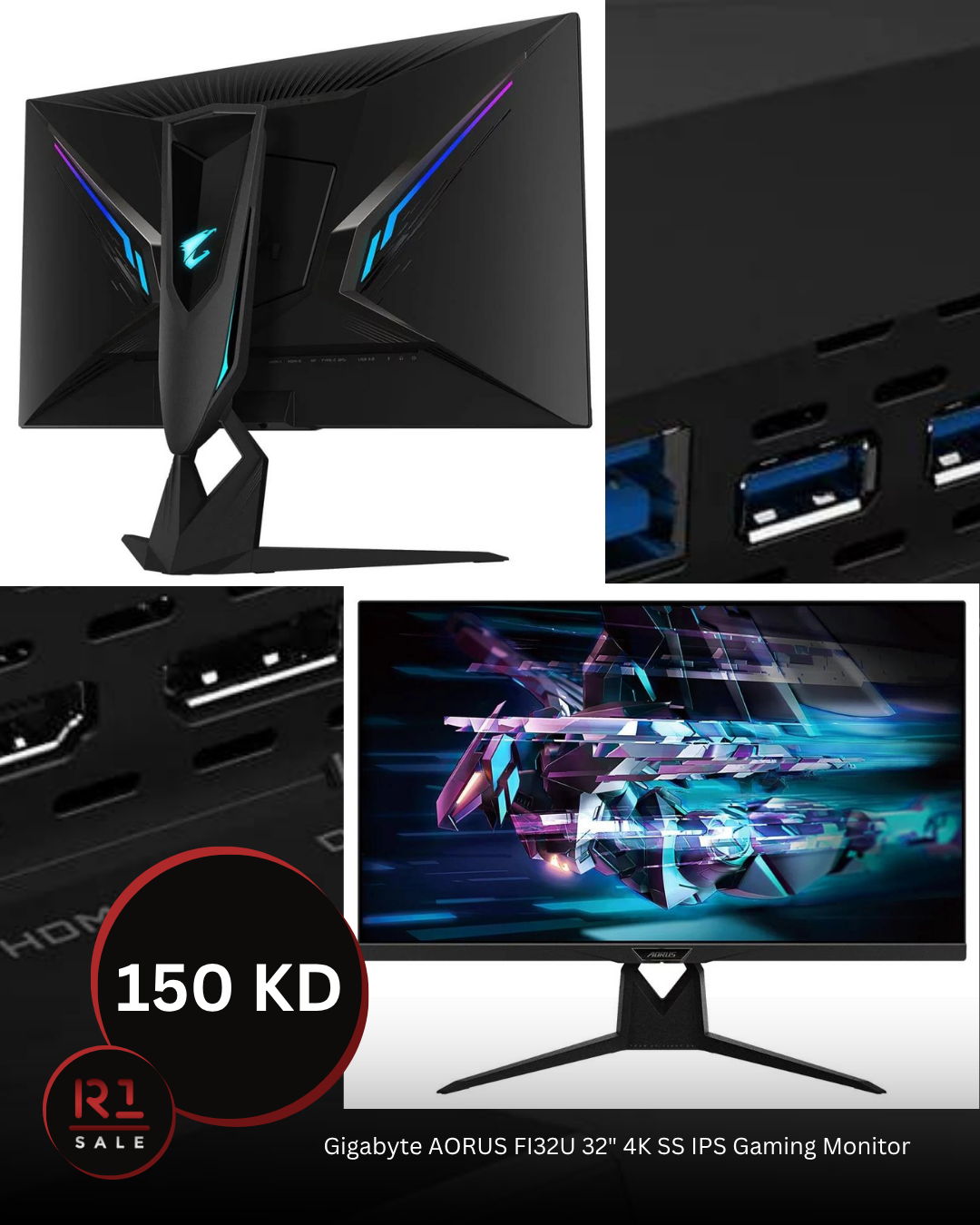 شاشة AORUS FI32U مقاس 32″ – دقة 4K (3840×2160)